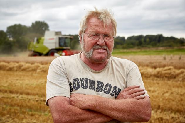 Leif Larsen er rigtigt godt tilfreds med at høste 9,1 ton hvede per hektar i år